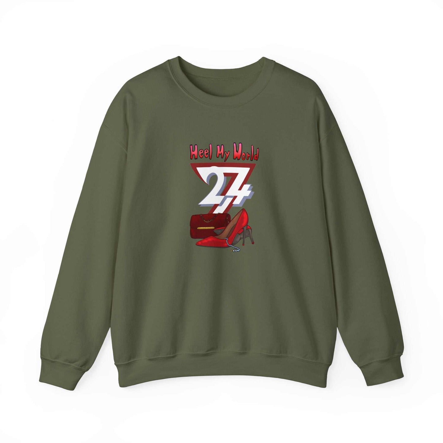 Unique Design Heel My World Heavy Blend™ Crewneck Sweatshirt military green