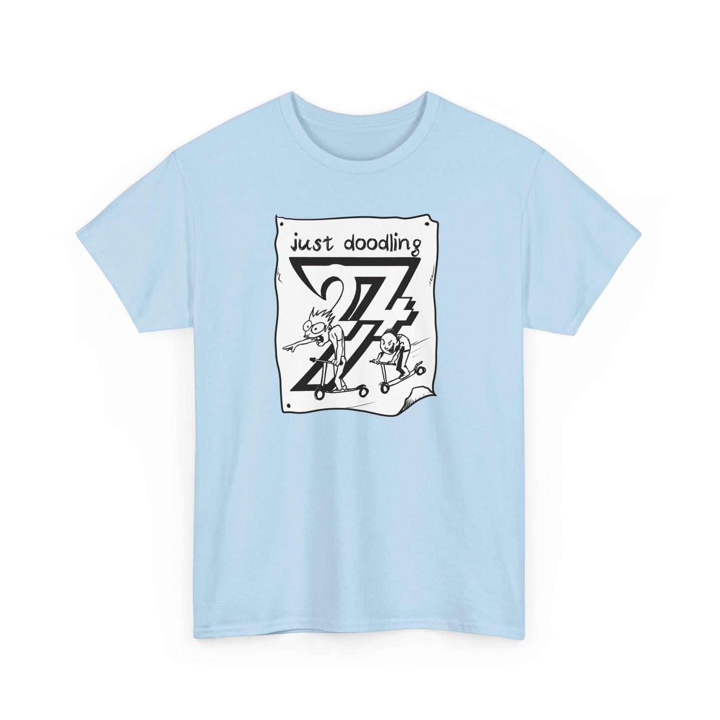 Unique Design Artistic Just Doodling Scooter Kids Design T-shirt light blue