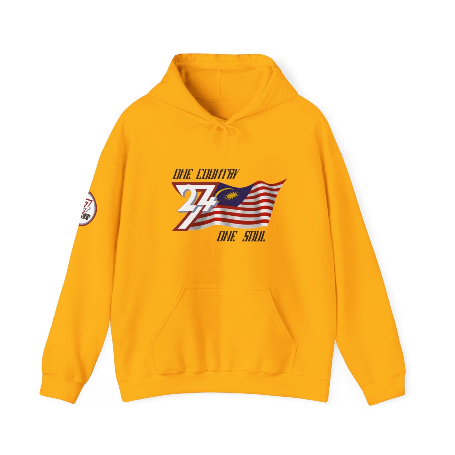 Unique Design 24/7 Malaysia Flag Printed Unisex custom Hoodie gold