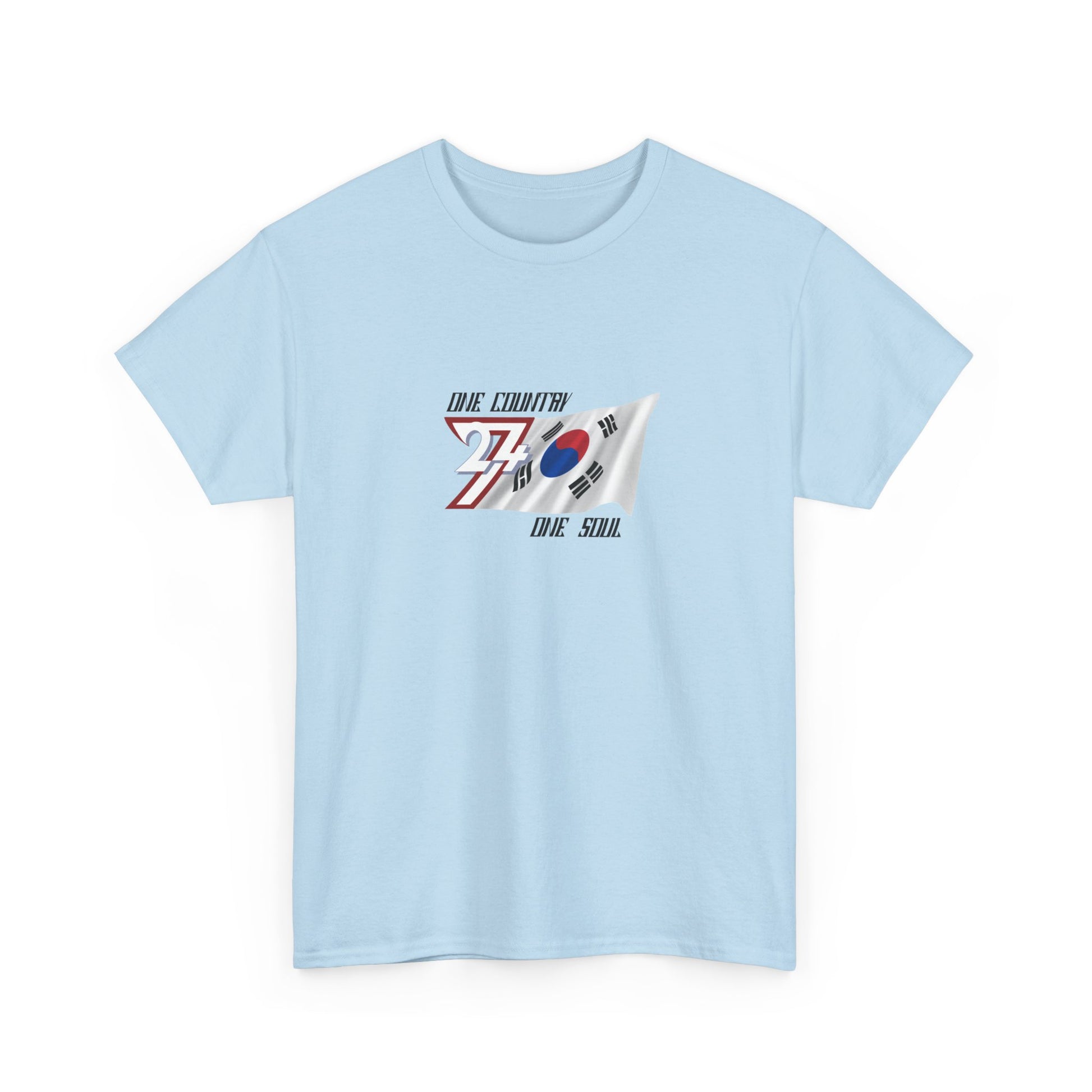 Unique Design 24/7 South Korea Flag Printed Unisex custom T-shirt light blue