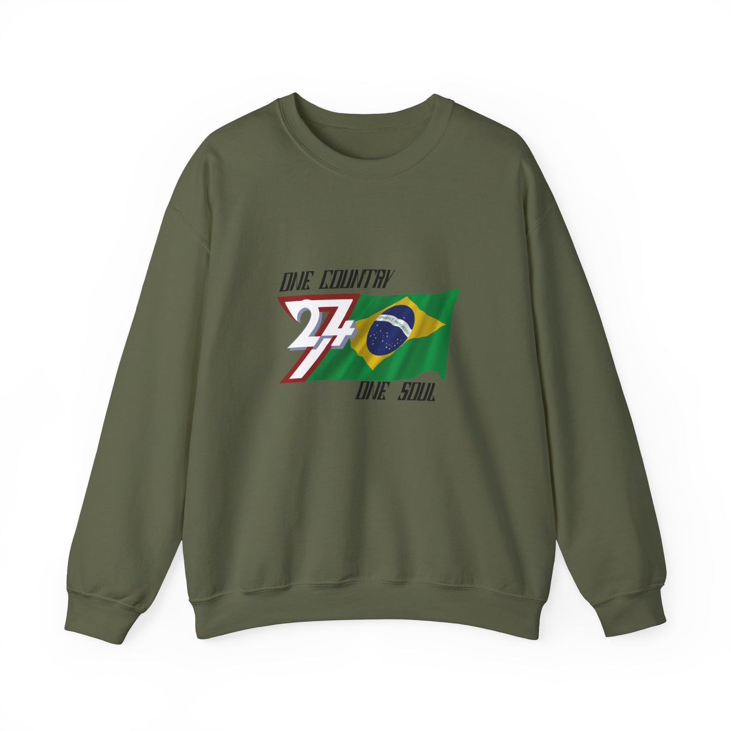 Unique Design Brazil Flag sweatshirt military green