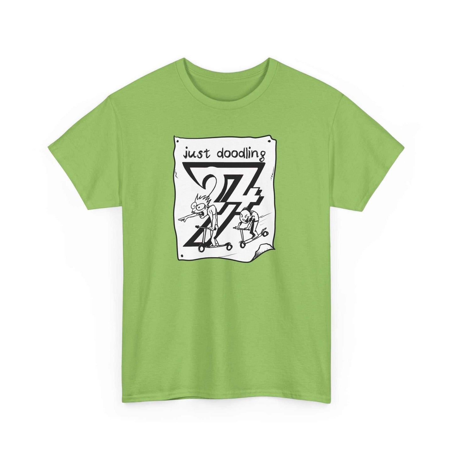 Unique Design Artistic Just Doodling Scooter Kids Design T-shirt lime