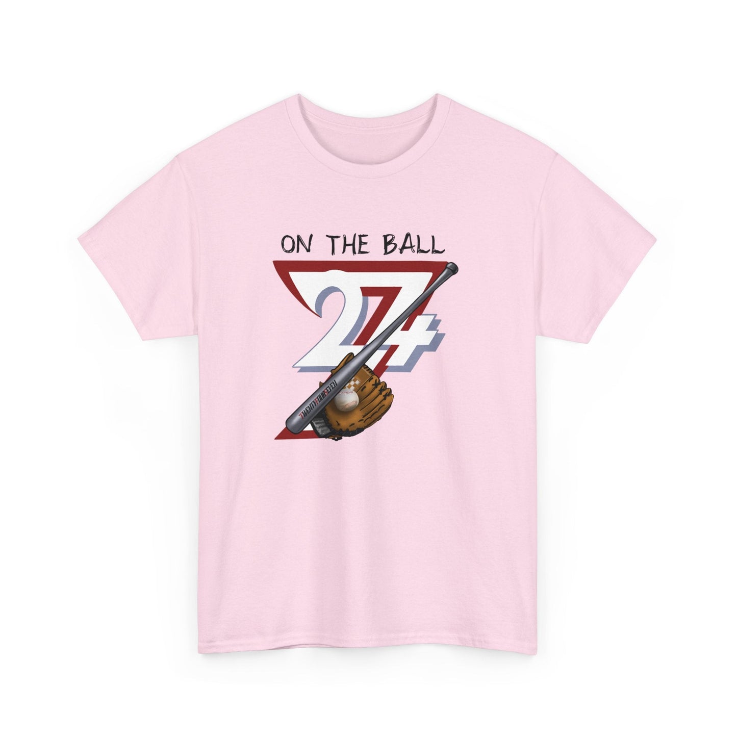 Unique Design Baseball Sport Printed T-shirt light pink