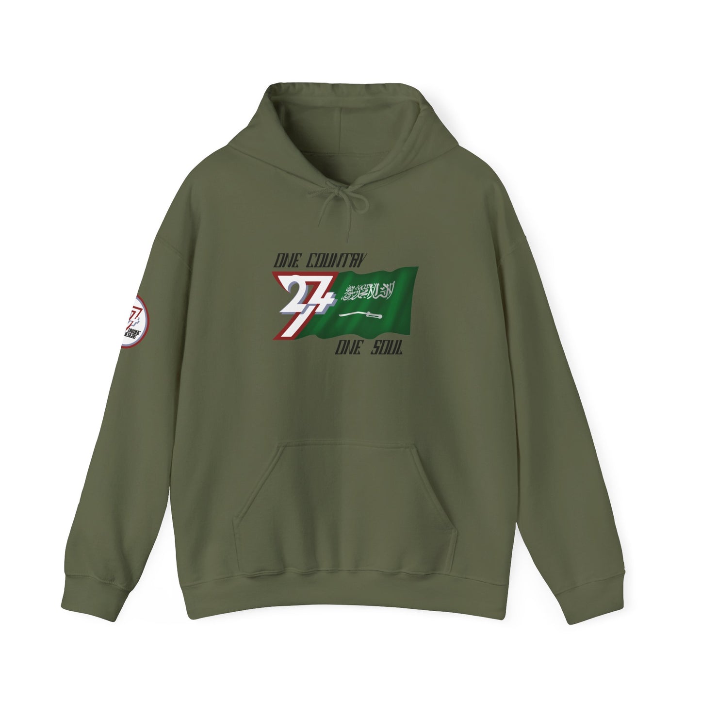 Unique Design 24/7 Saudi Arabia Flag custom hoodie military green