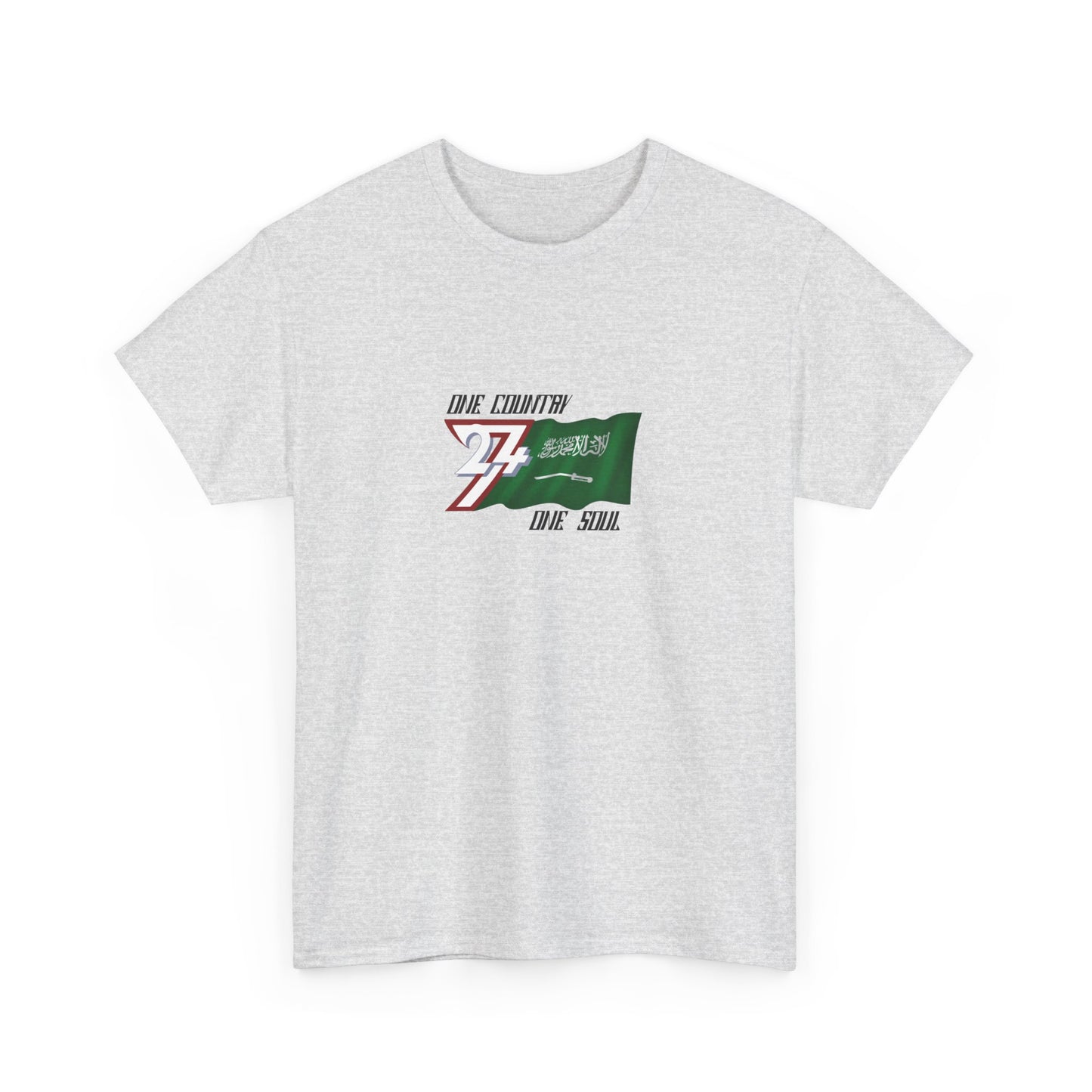 Unique Design 24/7 Saudi Arabia Flag Printed Unisex custom T-shirt ash