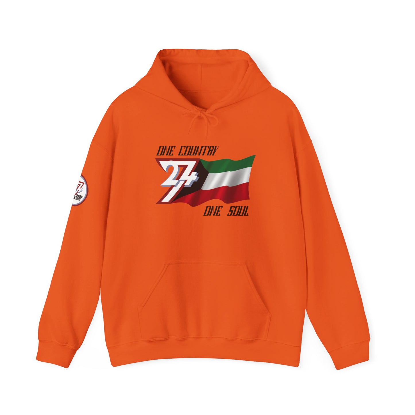 Unique Design 24/7 Kuwait Flag Printed Unisex custom Hoodie orange