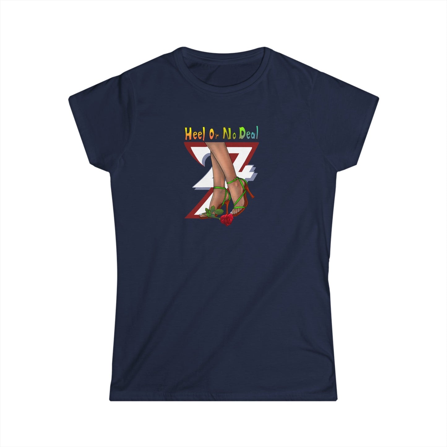 Unique Design "Heel Or No Deal" women t-shirt navy