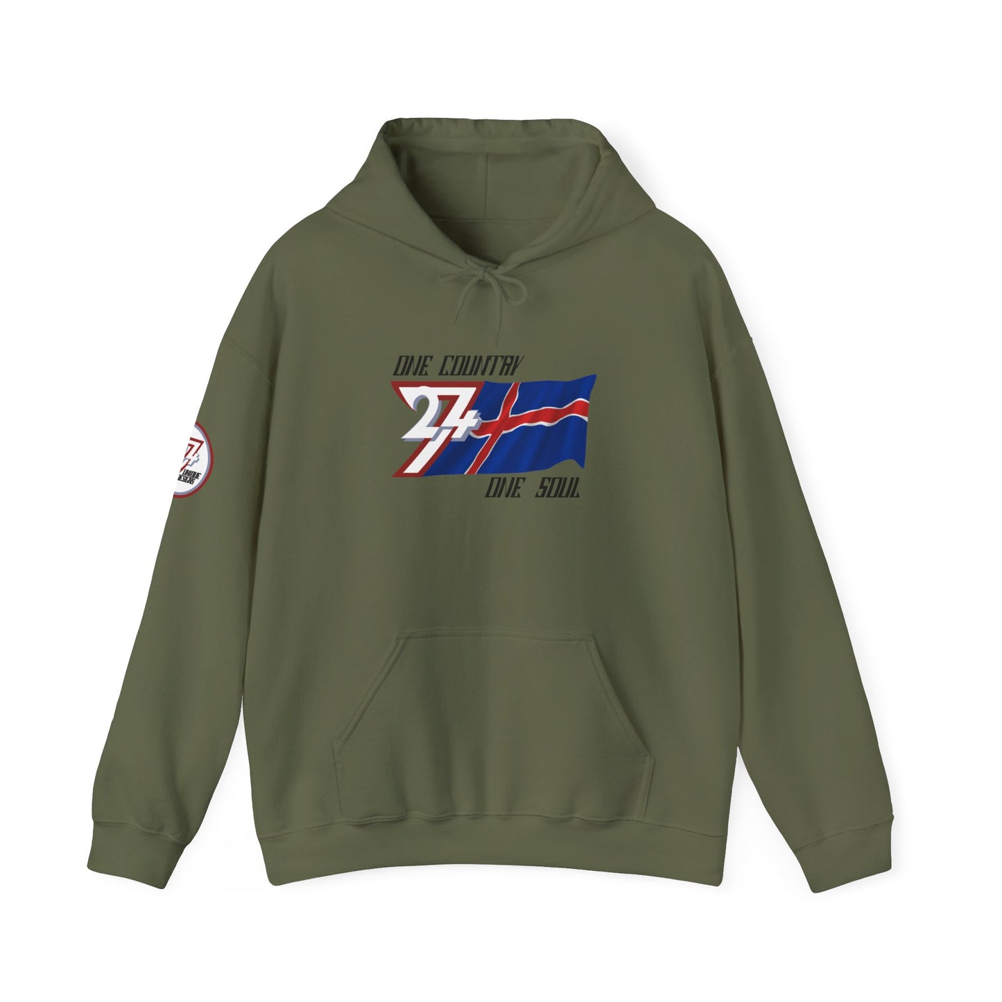 Unique Design 24/7 Iceland Flag Printed Unisex custom Hoodie military green