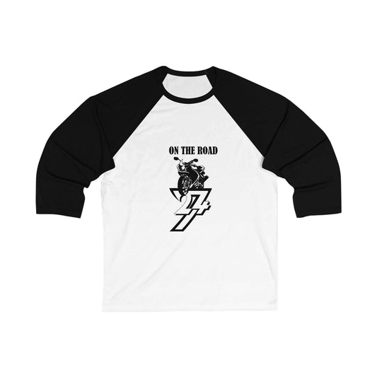 Unique Design On The Road Bike 3\4 Sleeve Baseball Tee white-black