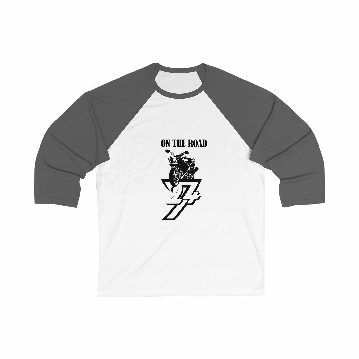 Unique Design On The Road Bike 3\4 Sleeve Baseball Tee white-asphalt