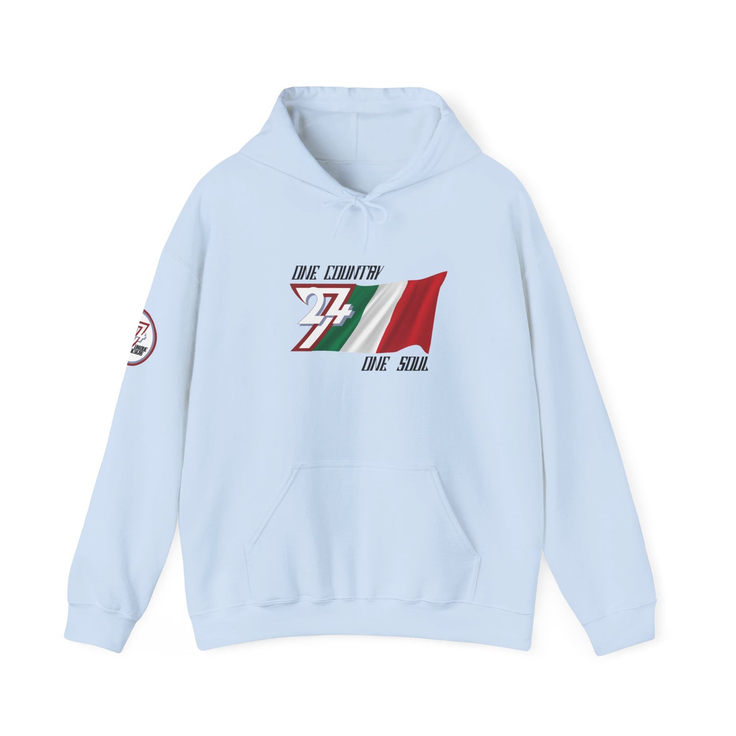 Unique Design 24/7 Italy Flag Printed Unisex custom Hoodie light blue