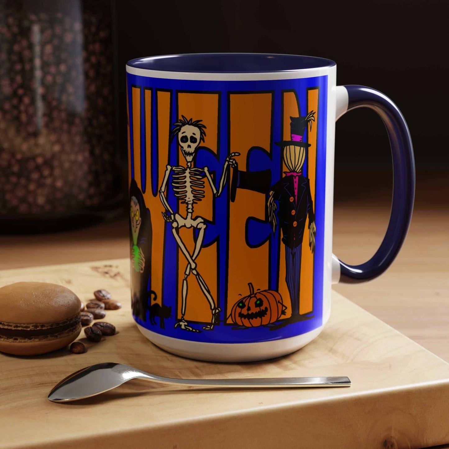 Halloween Coffee Mug with vibrant design, available in 11oz and 15oz sizes.