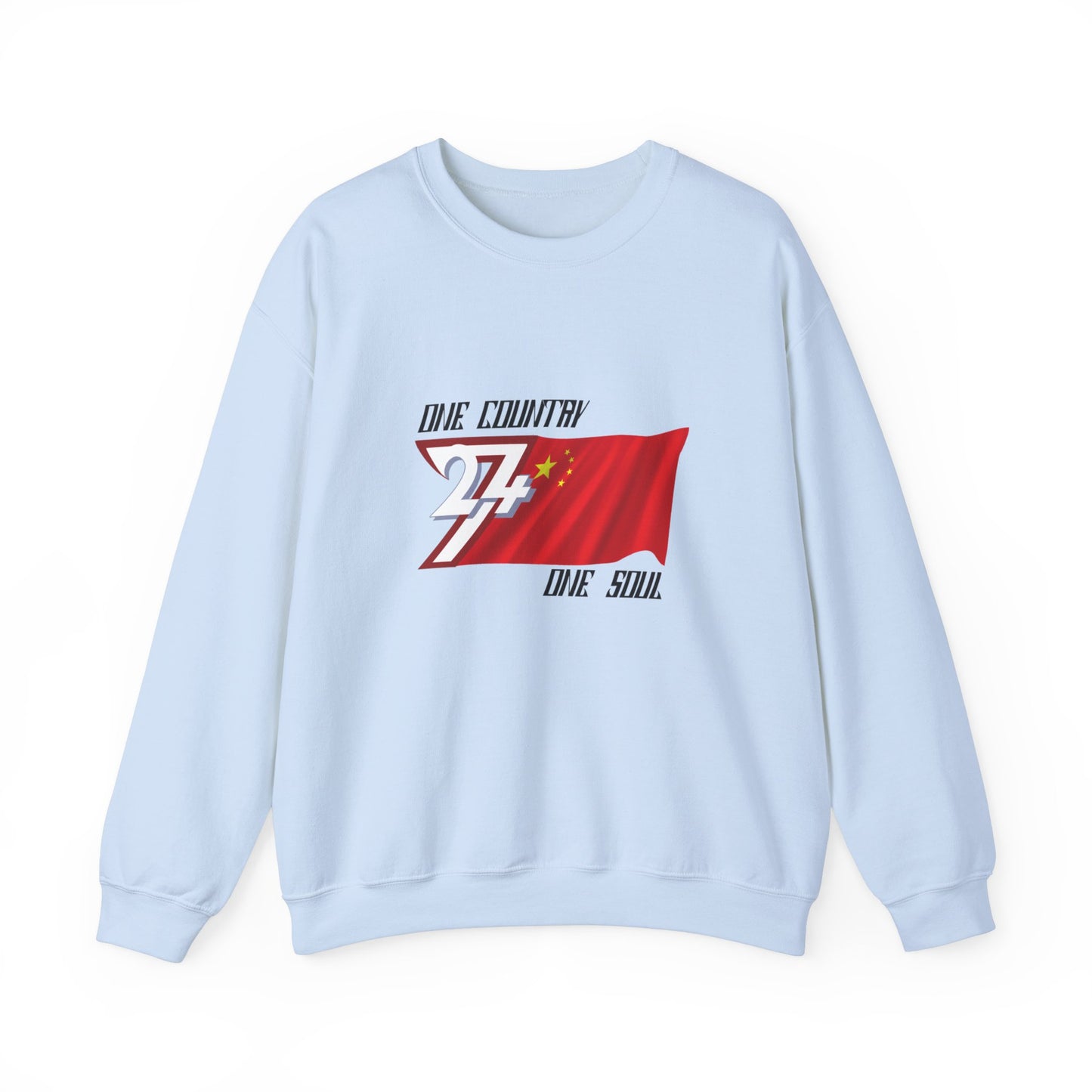 Unique Design China Flag sweatshirt light blue