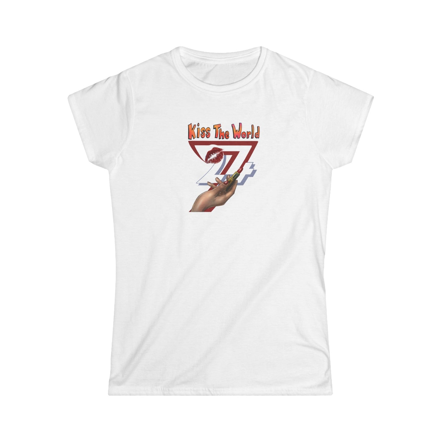 Unique Design "Kiss The World" women t-shirt white