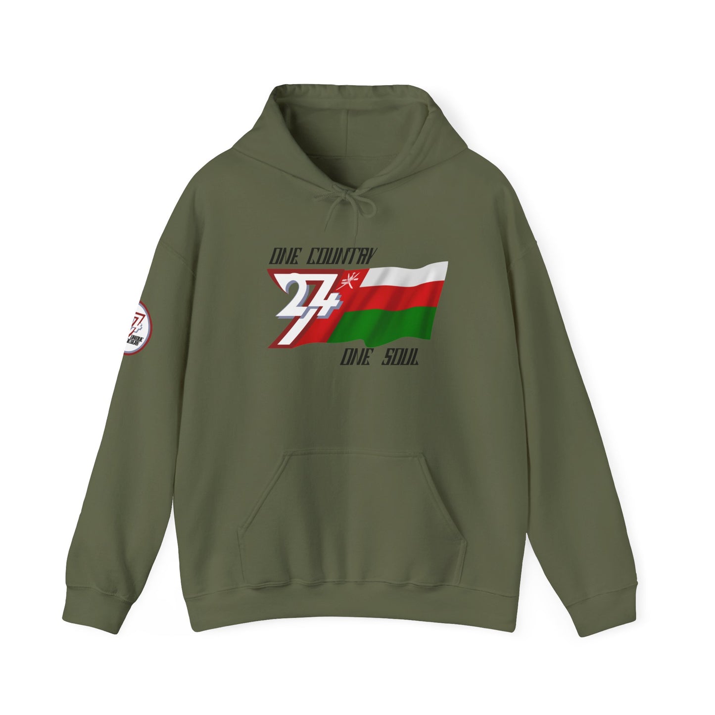 Unique Design 24/7 Oman Flag Printed Unisex custom Hoodie military green