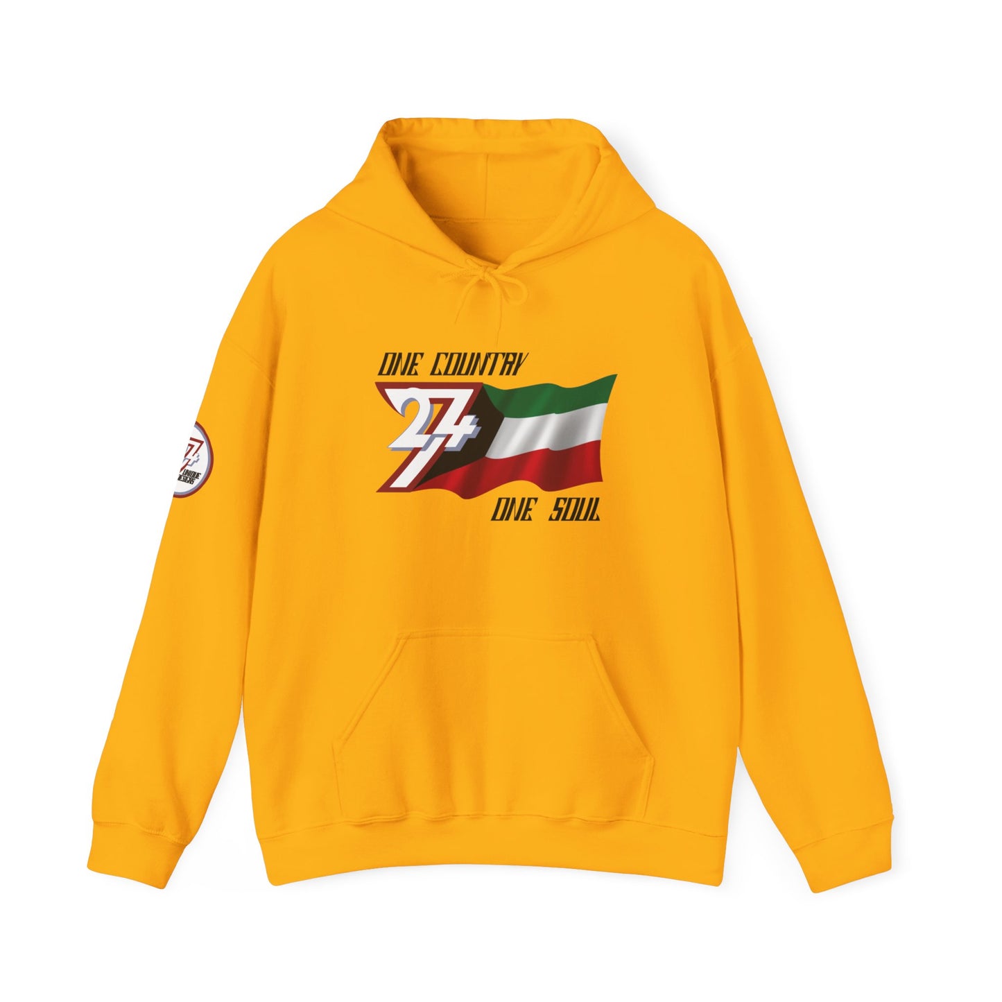 Unique Design 24/7 Kuwait Flag Printed Unisex custom Hoodie gold