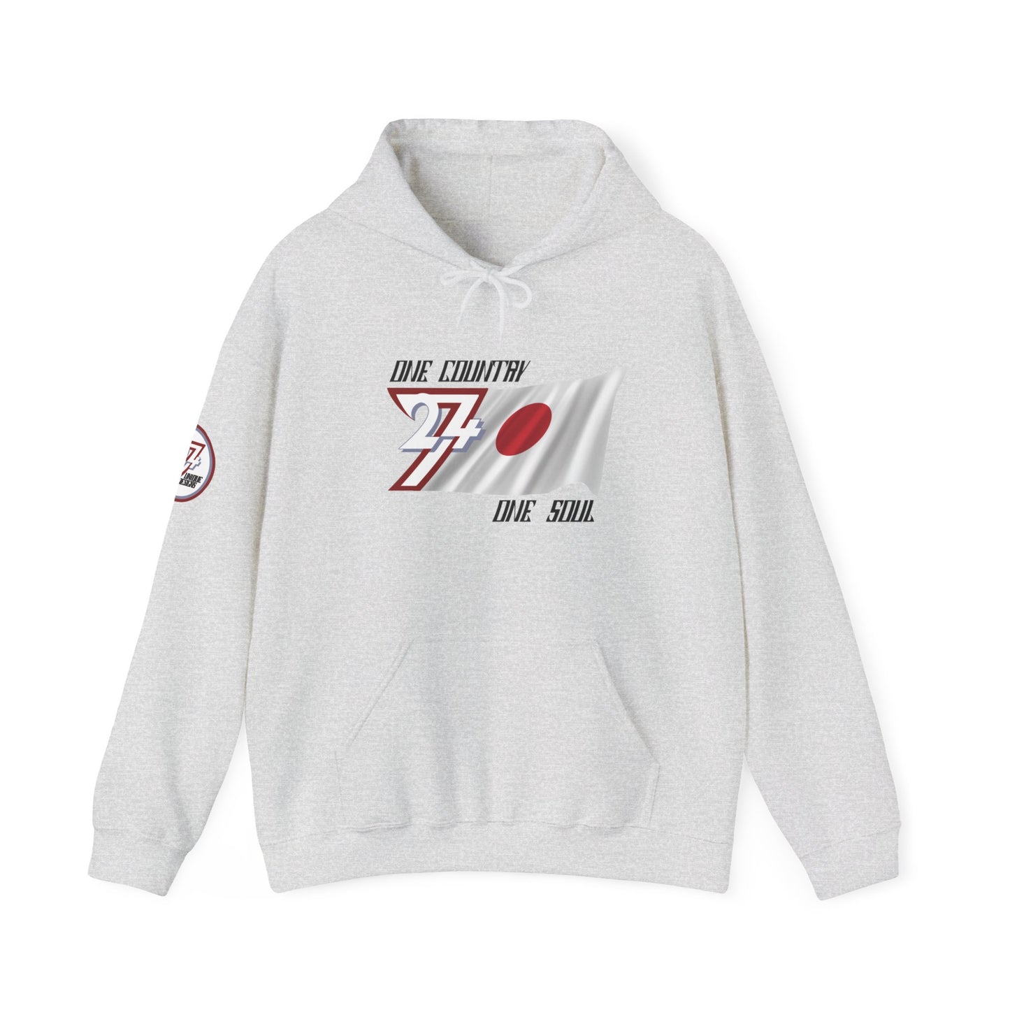 Unique Design 24/7 Japan Flag Printed Unisex custom Hoodie ash