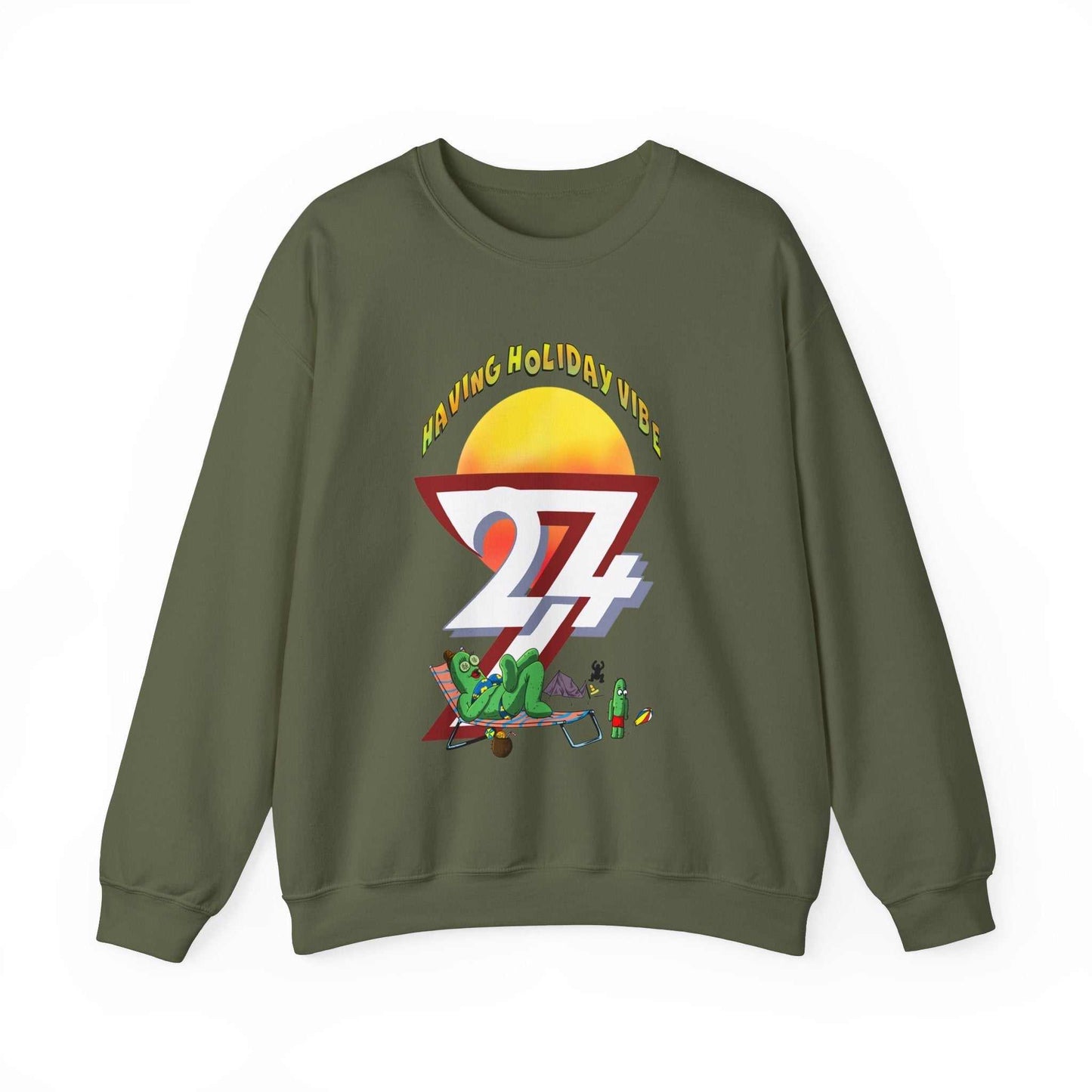 Unique Design Leonando Camping Holiday Heavy Blend™ Crewneck Sweatshirt military green