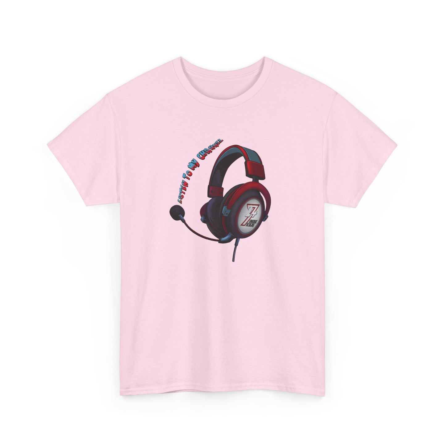 Unique Design 24/7 Headset Illustrated custom T-shirt Light Pink