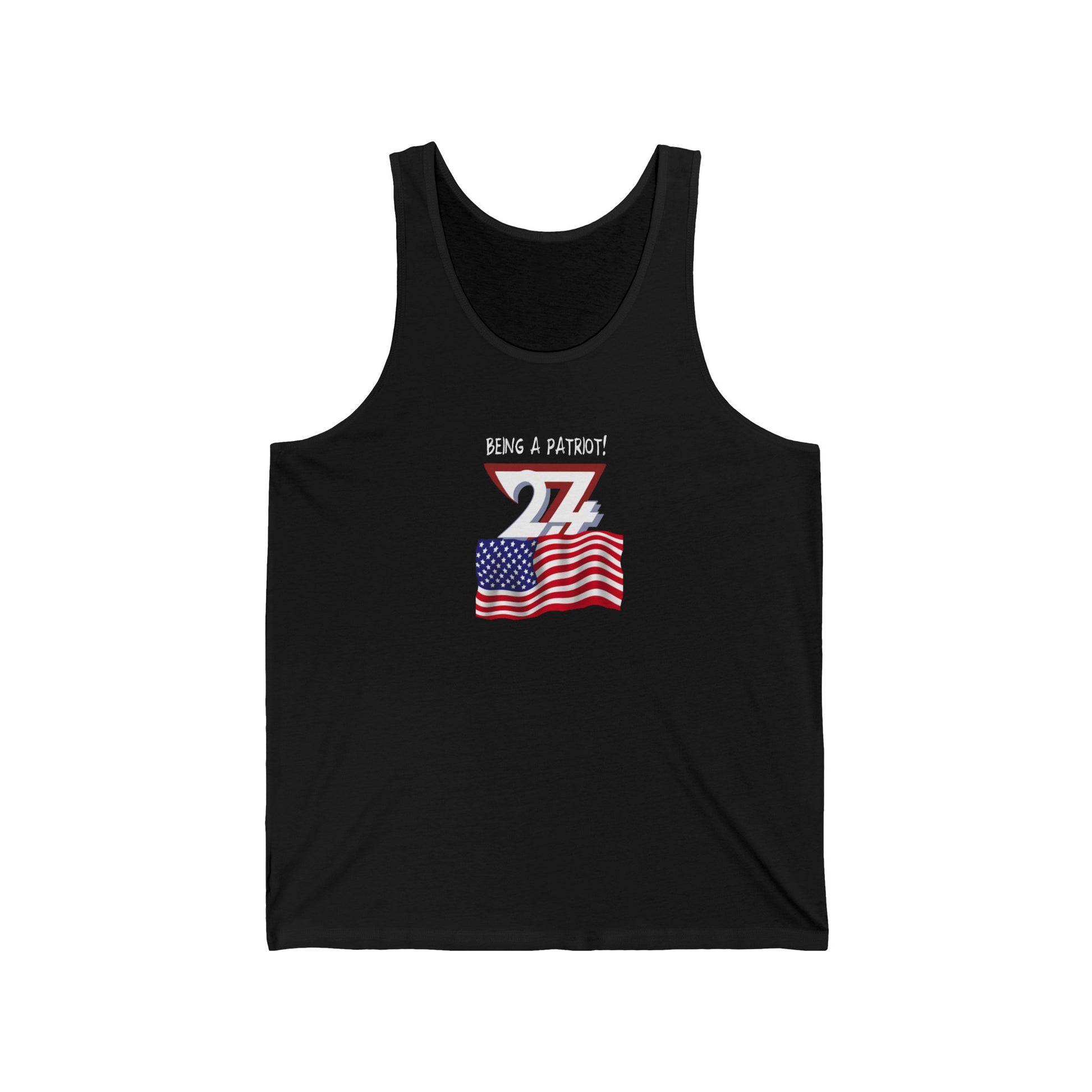 Unique Design American Patriot text women's jersey tank top black