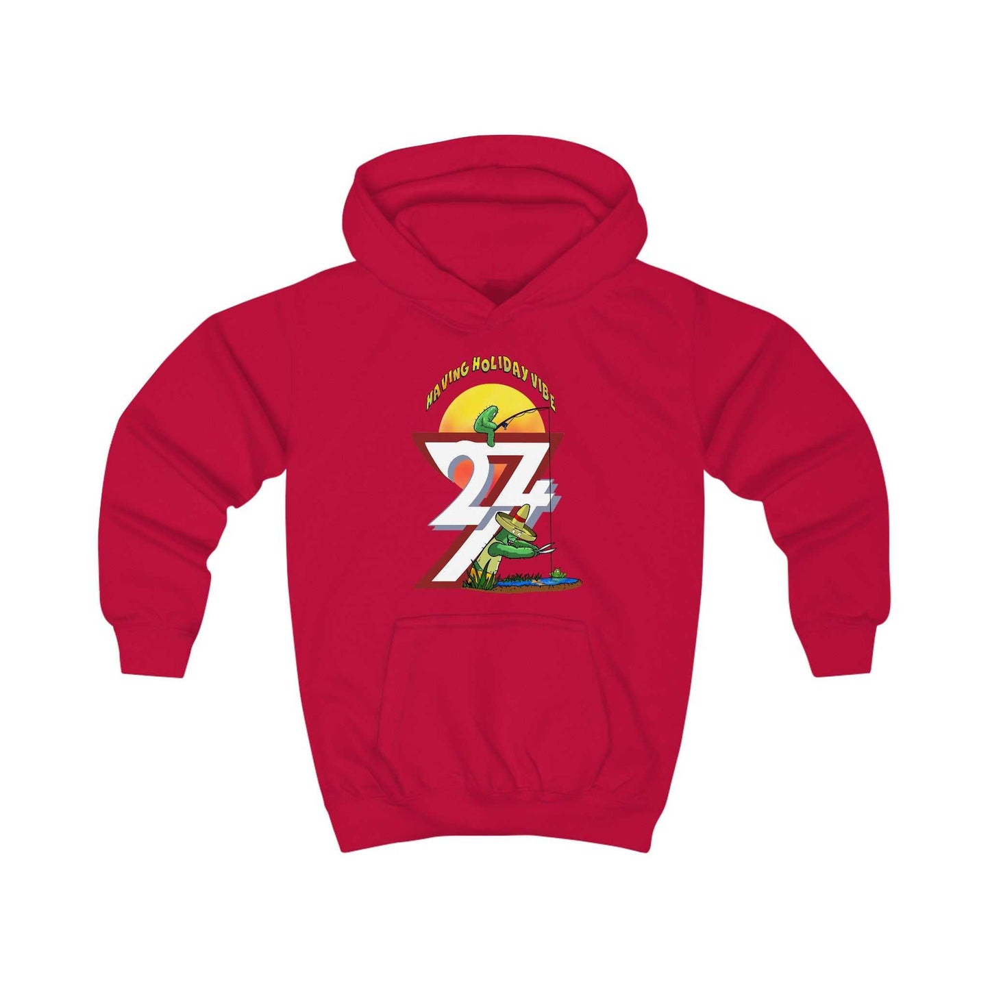 Unique Design Kids Hoodie Leonando Fishing red