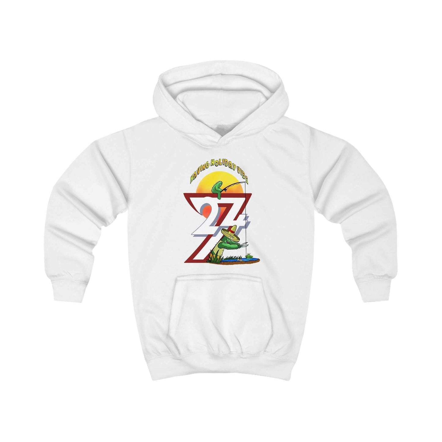 Unique Design Kids Hoodie Leonando Fishing white