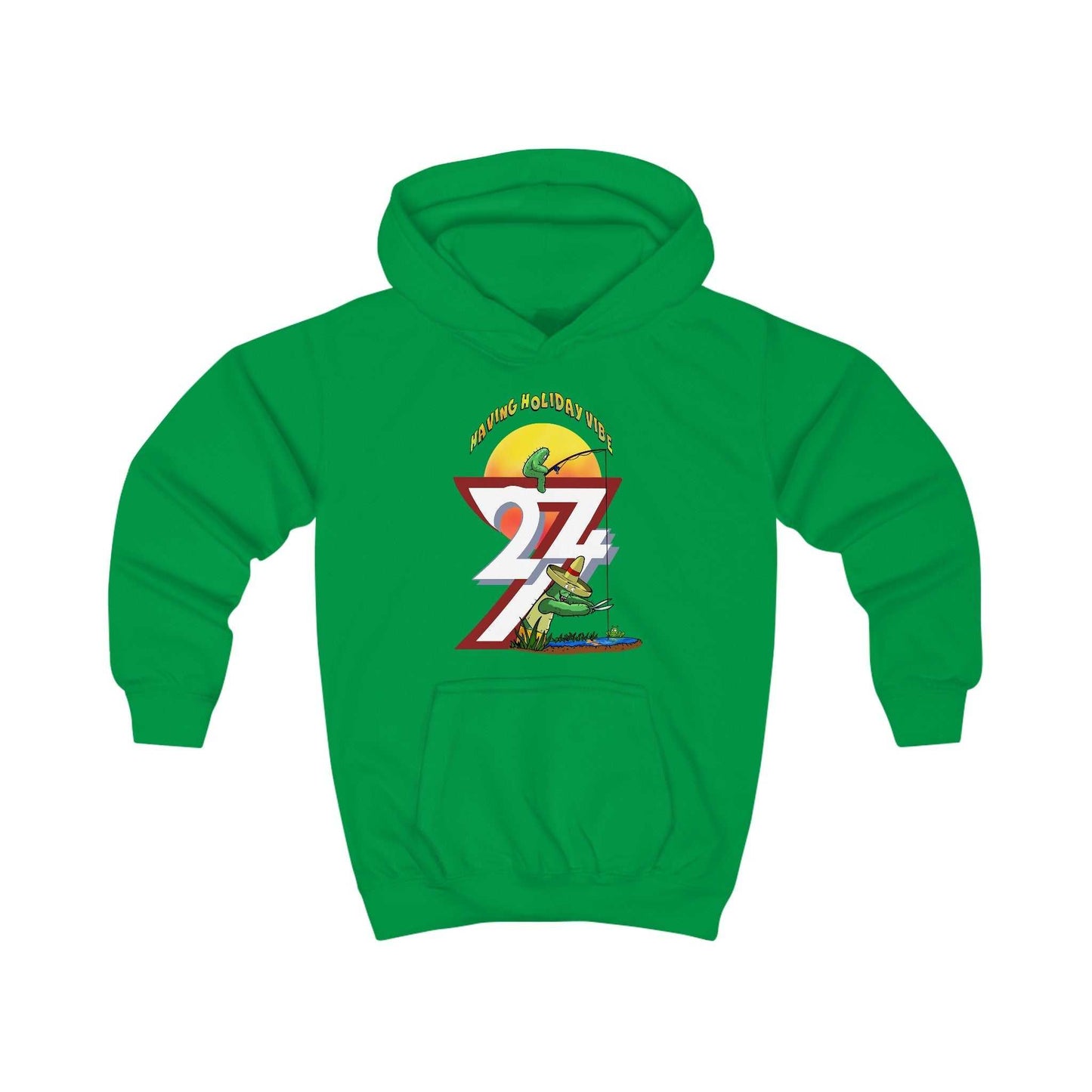 Unique Design Kids Hoodie Leonando Fishing kelly green