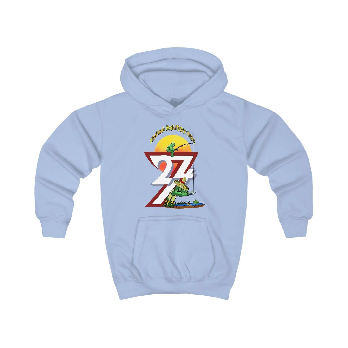 Unique Design Kids Hoodie Leonando Fishing light blue