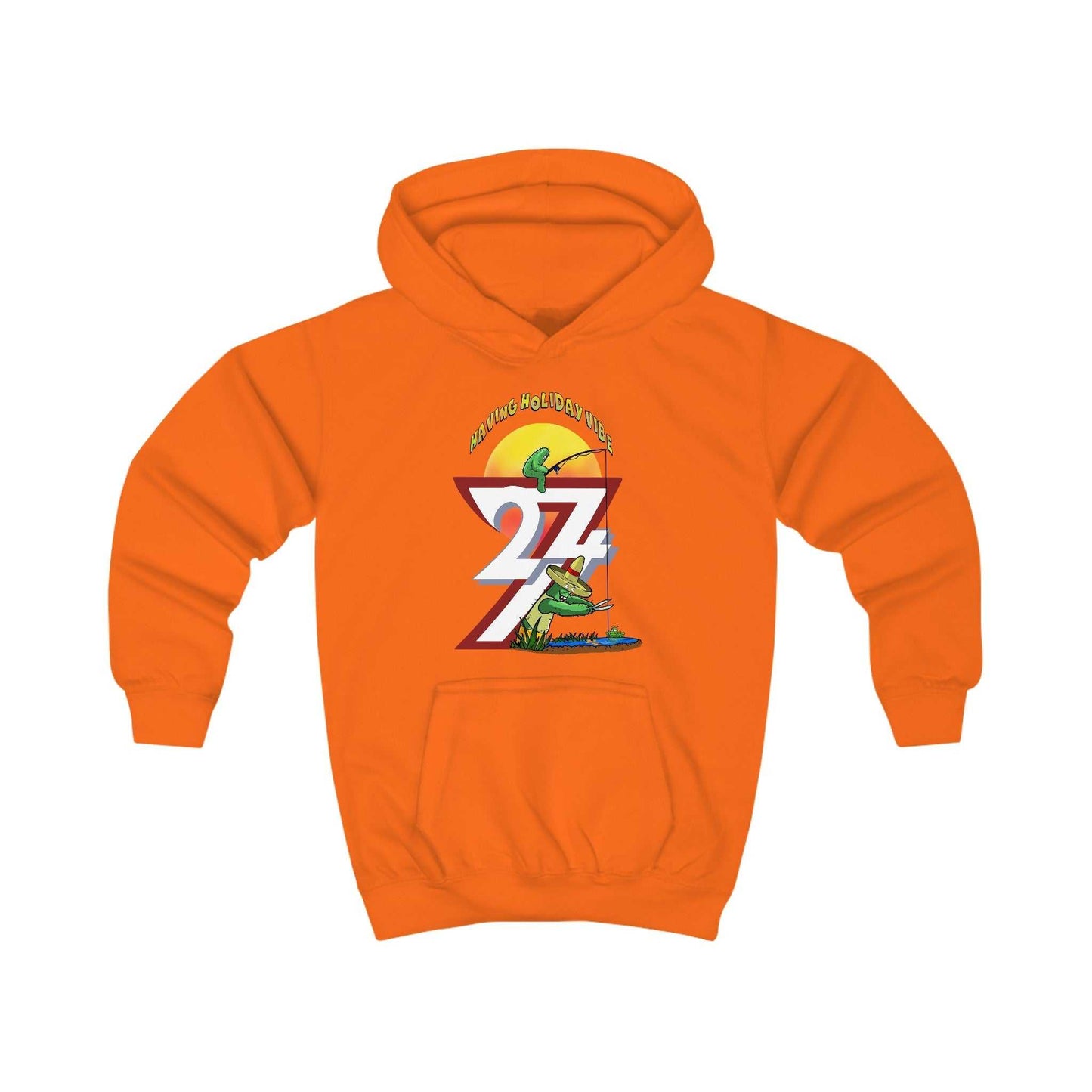 Unique Design Kids Hoodie Leonando Fishing orange