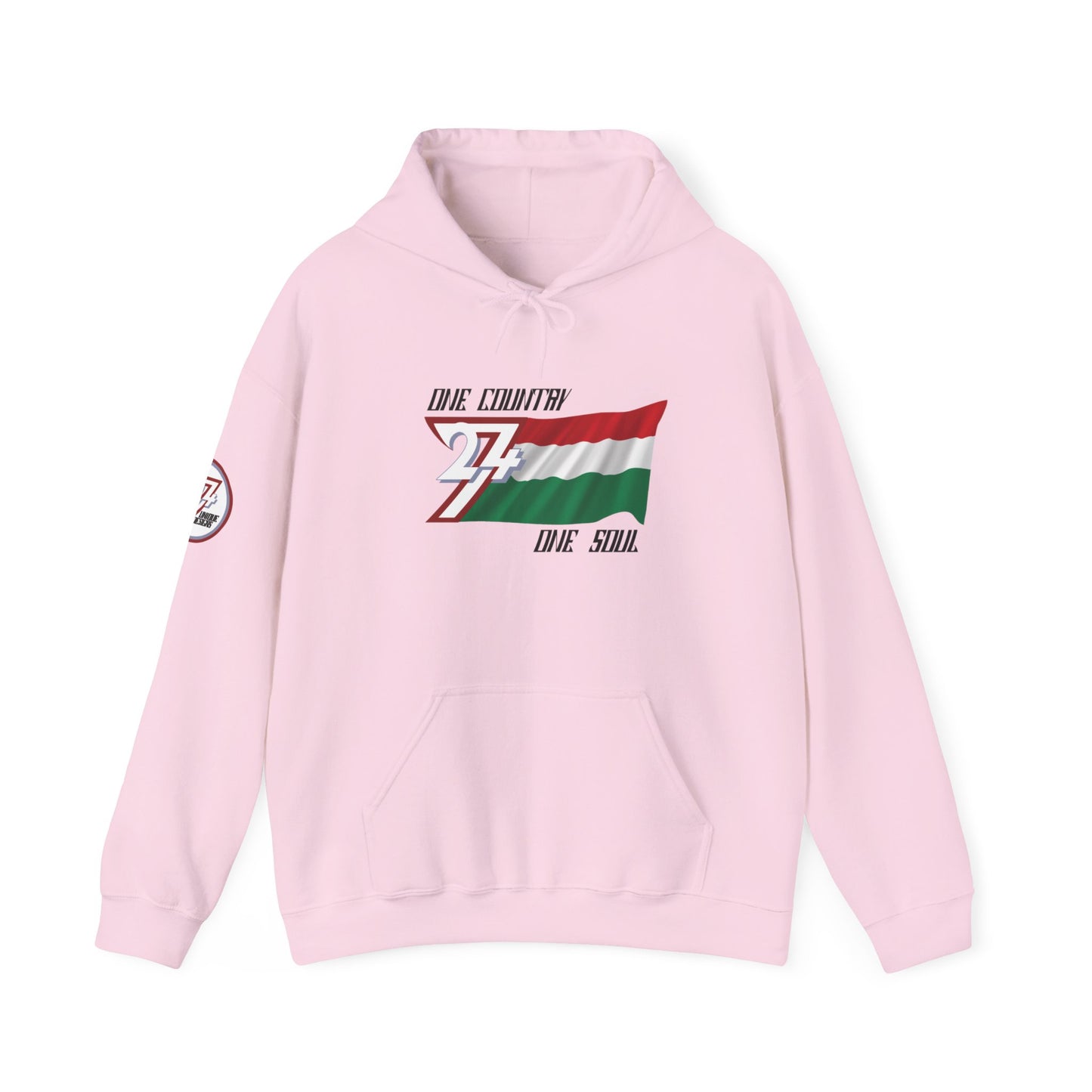  Unique Design 24/7 Hungary Flag Printed Unisex custom Hoodie light pink