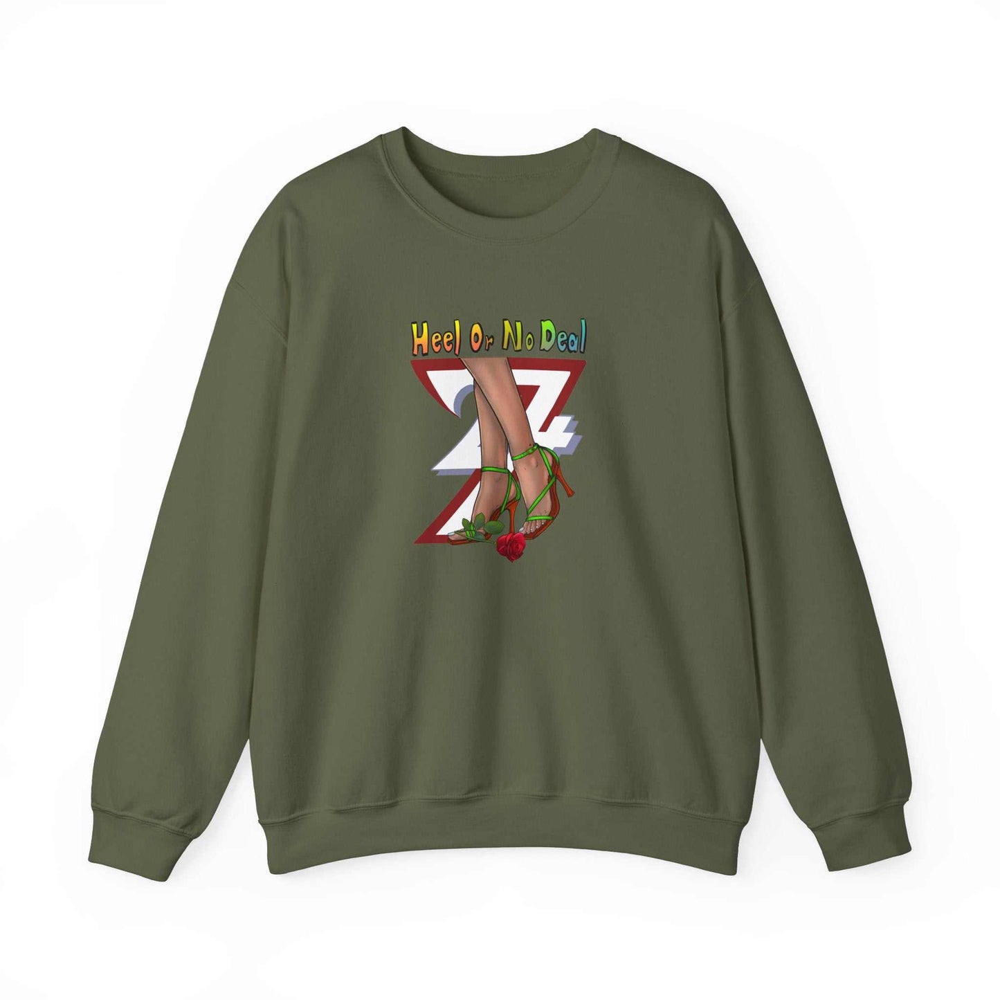 Unique Design Heel Or No Deal Heavy Blend™ Crewneck Sweatshirt military green