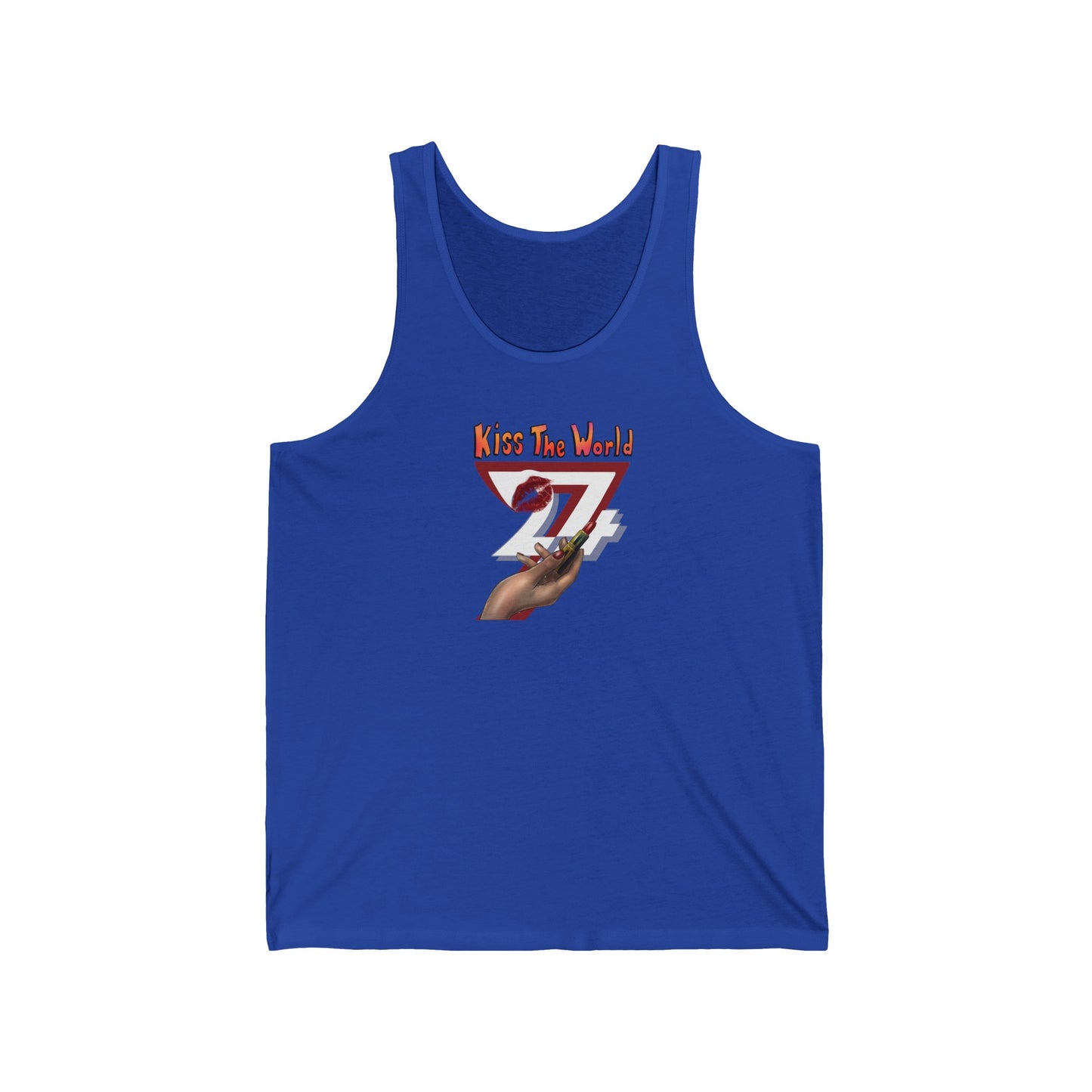 Unique Design Kiss the world women's jersey tank top true royal