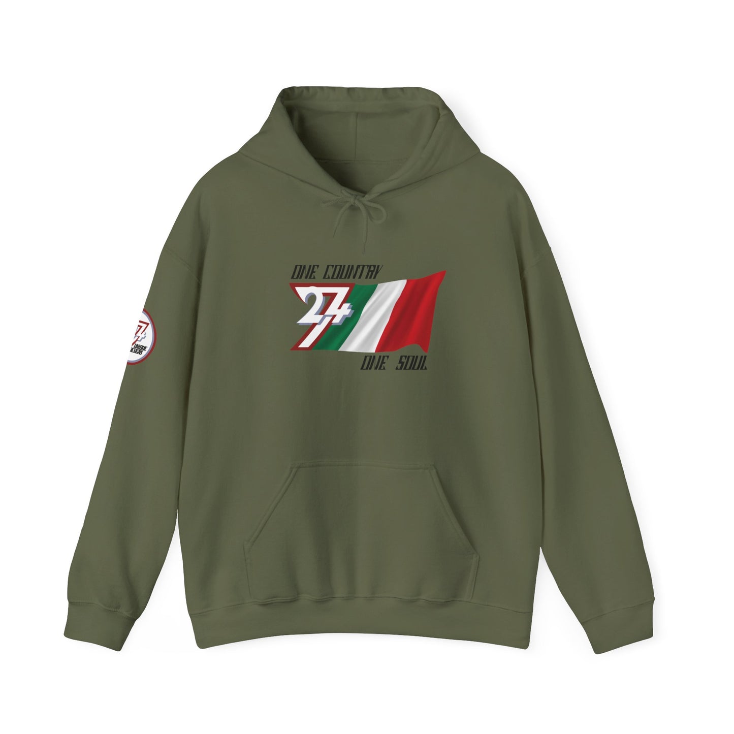 Unique Design 24/7 Italy Flag Printed Unisex custom Hoodie military green