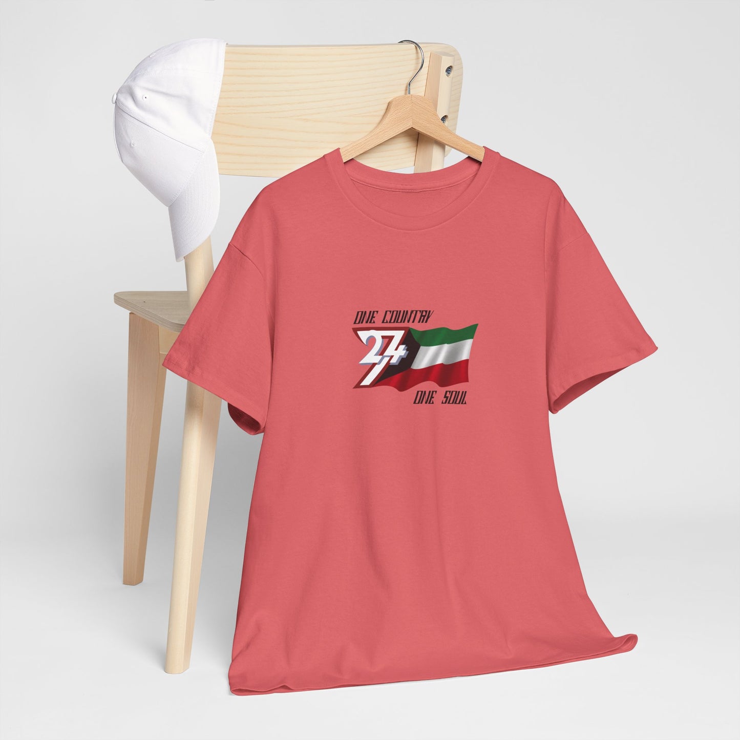 Unique Design 24/7 Kuwait Flag Printed Unisex custom T-shirt coral silk