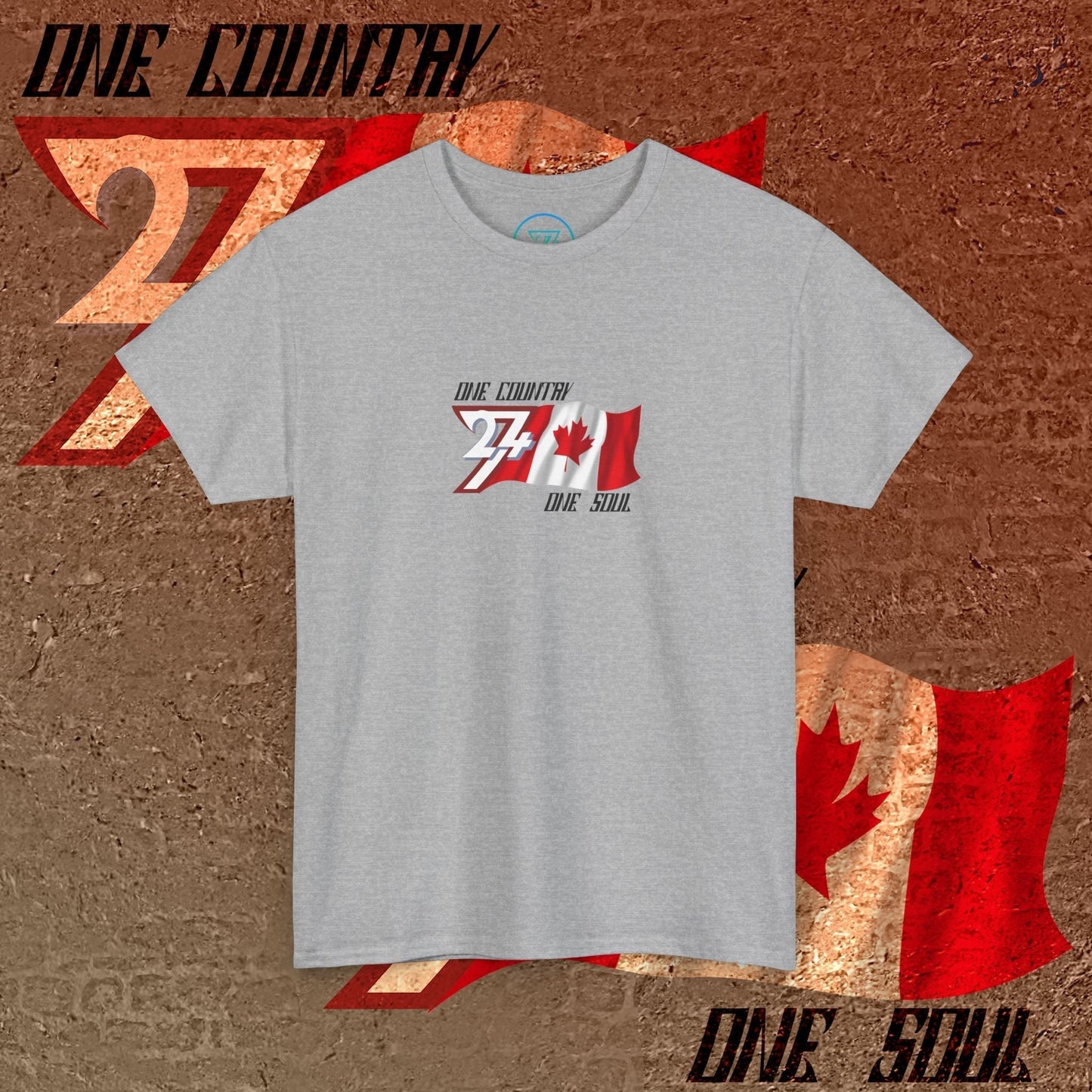 Front perspective of the Sport Grey Canada flag tee featuring the refined artist-original design.