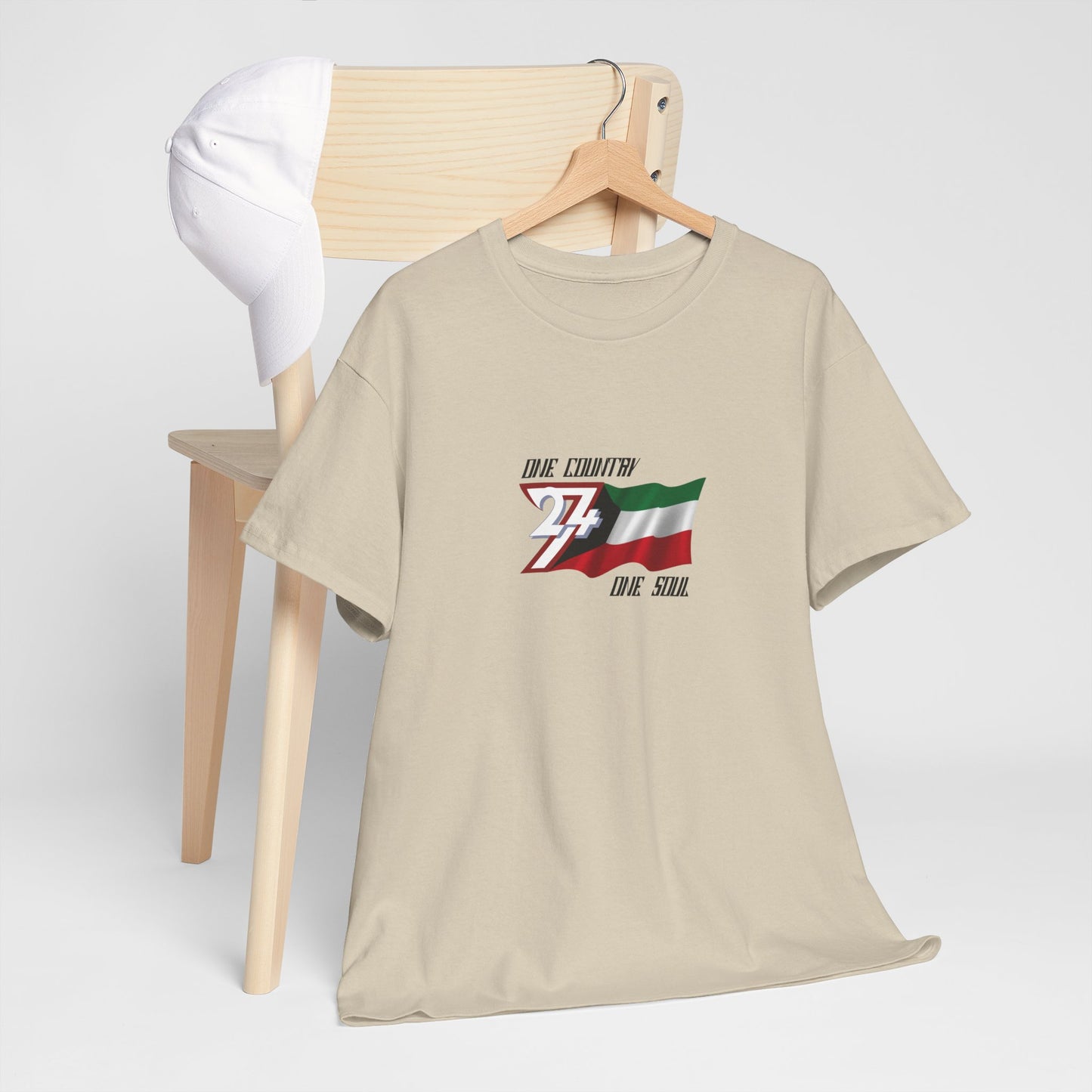 Unique Design 24/7 Kuwait Flag Printed Unisex custom T-shirt sand