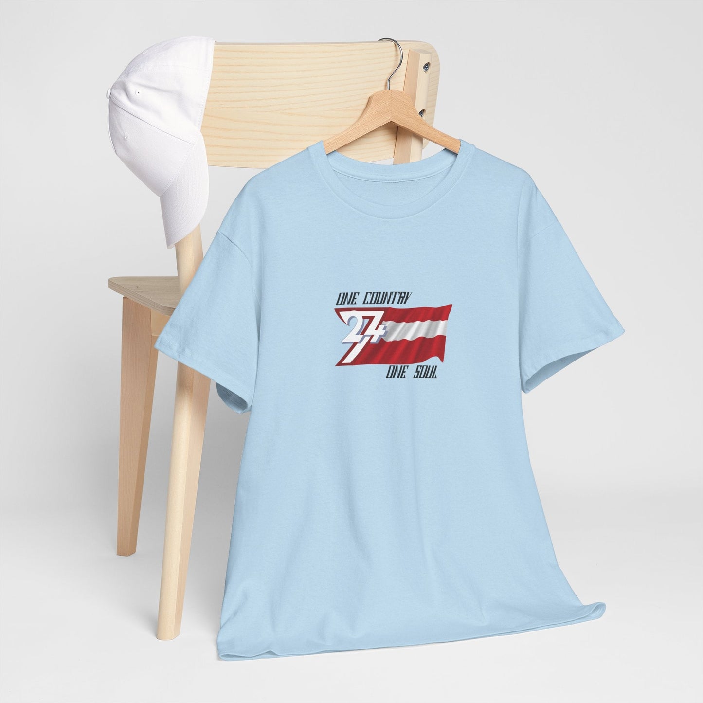 Unique Design Austria Flag Printed custom T-shirt light blue