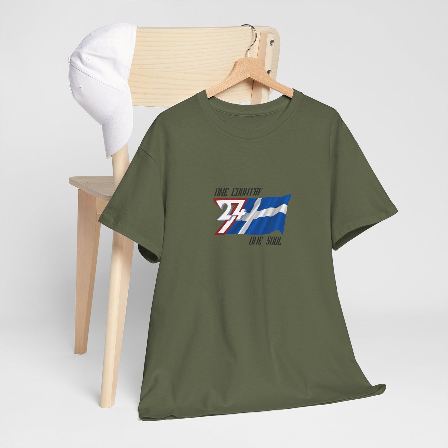 Unique Design Finland Flag Printed custom T-shirt military green