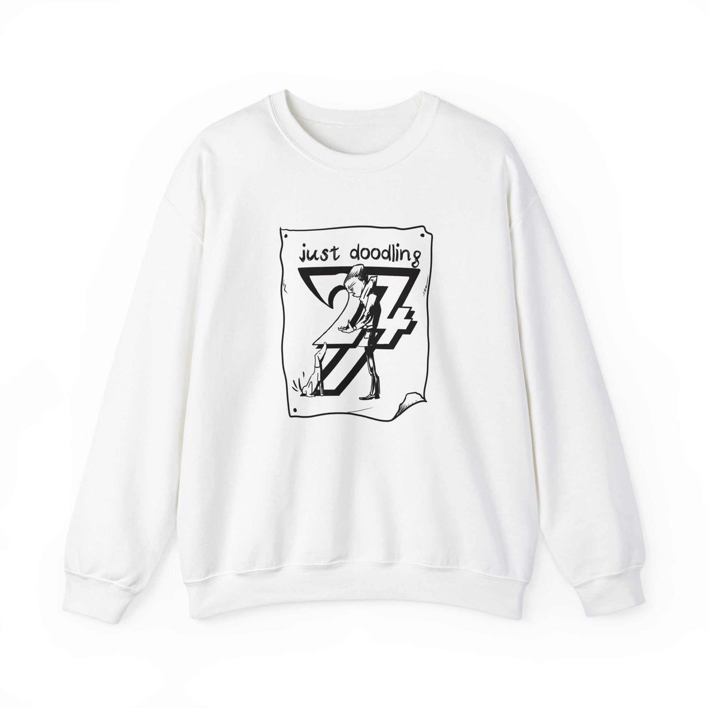 Unique Design Just Doodling Dog Owner Heavy Blend™ Crewneck Sweatshirt white