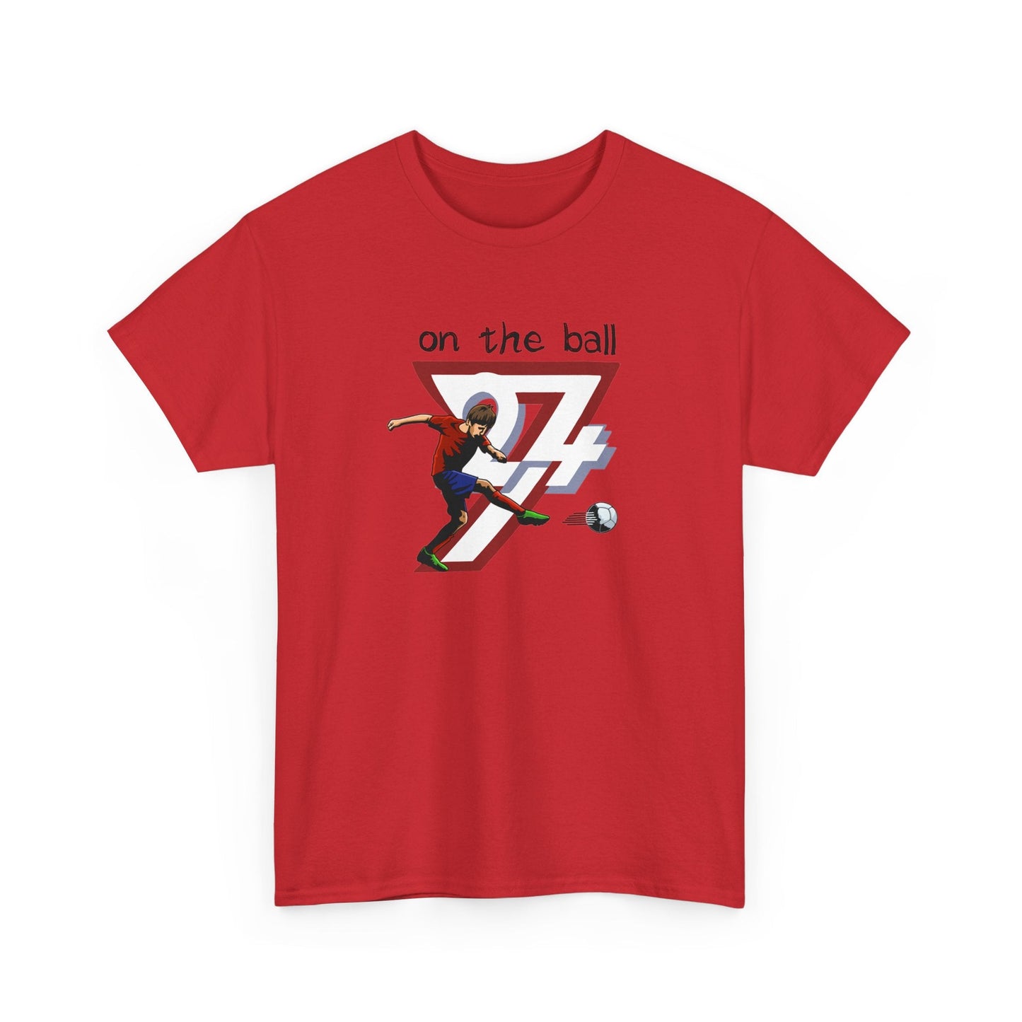 Soccer Player T-shirt On The Pitch Football Sport Printed T-shirt red