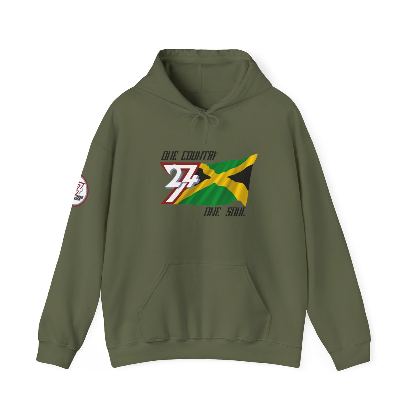 Unique Design 24/7 Jamaica Flag Printed Unisex custom Hoodie military green