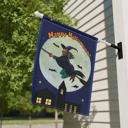 Halloween Witch Decoration: Spooky Witch House Banner on pole