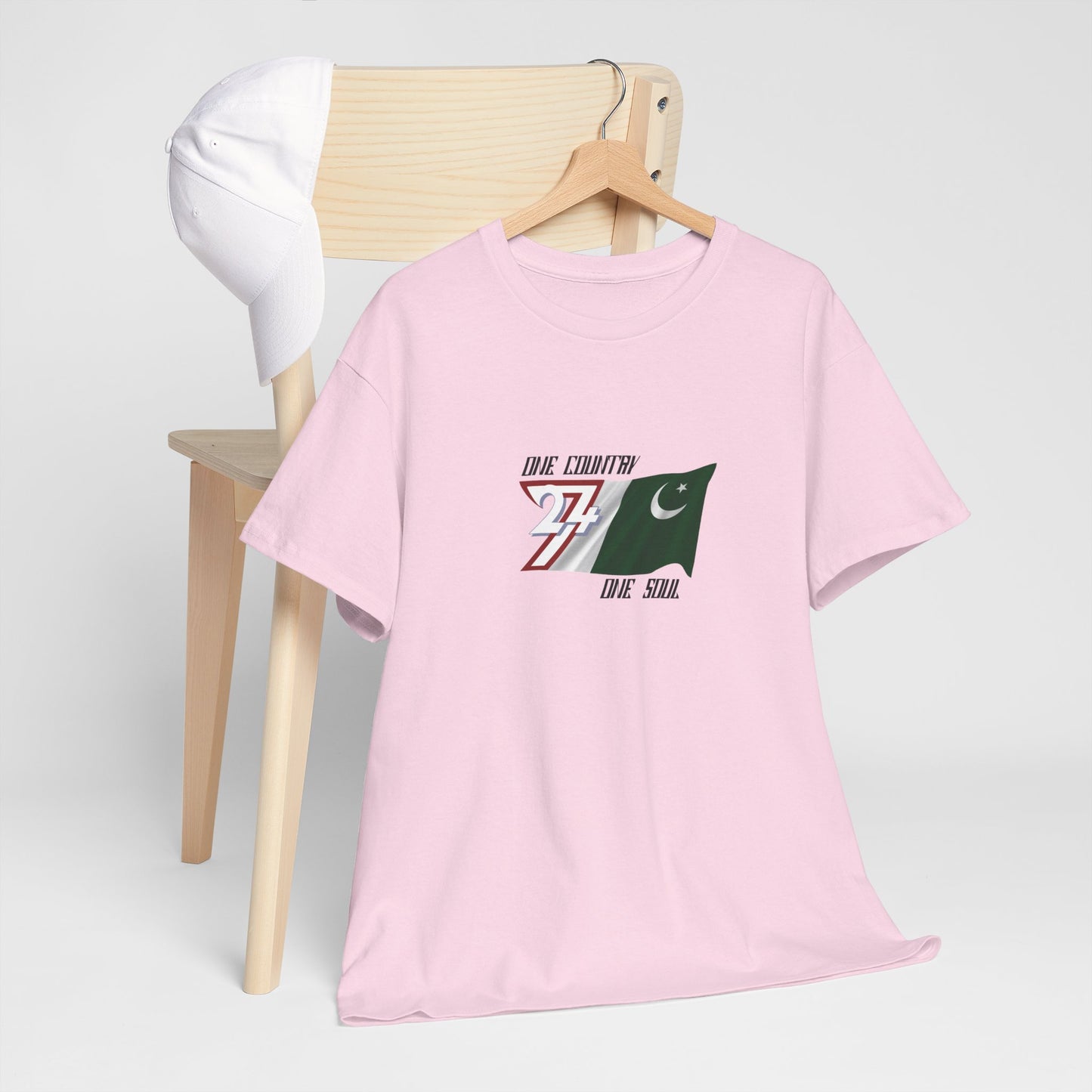 Unique Design 24/7 Pakistan Flag Printed Unisex custom T-shirt light pink