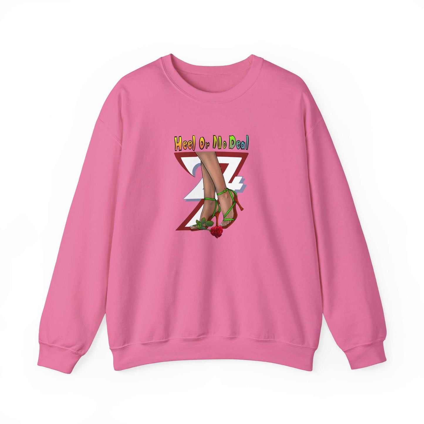 Unique Design Heel Or No Deal Heavy Blend™ Crewneck Sweatshirt safety pink