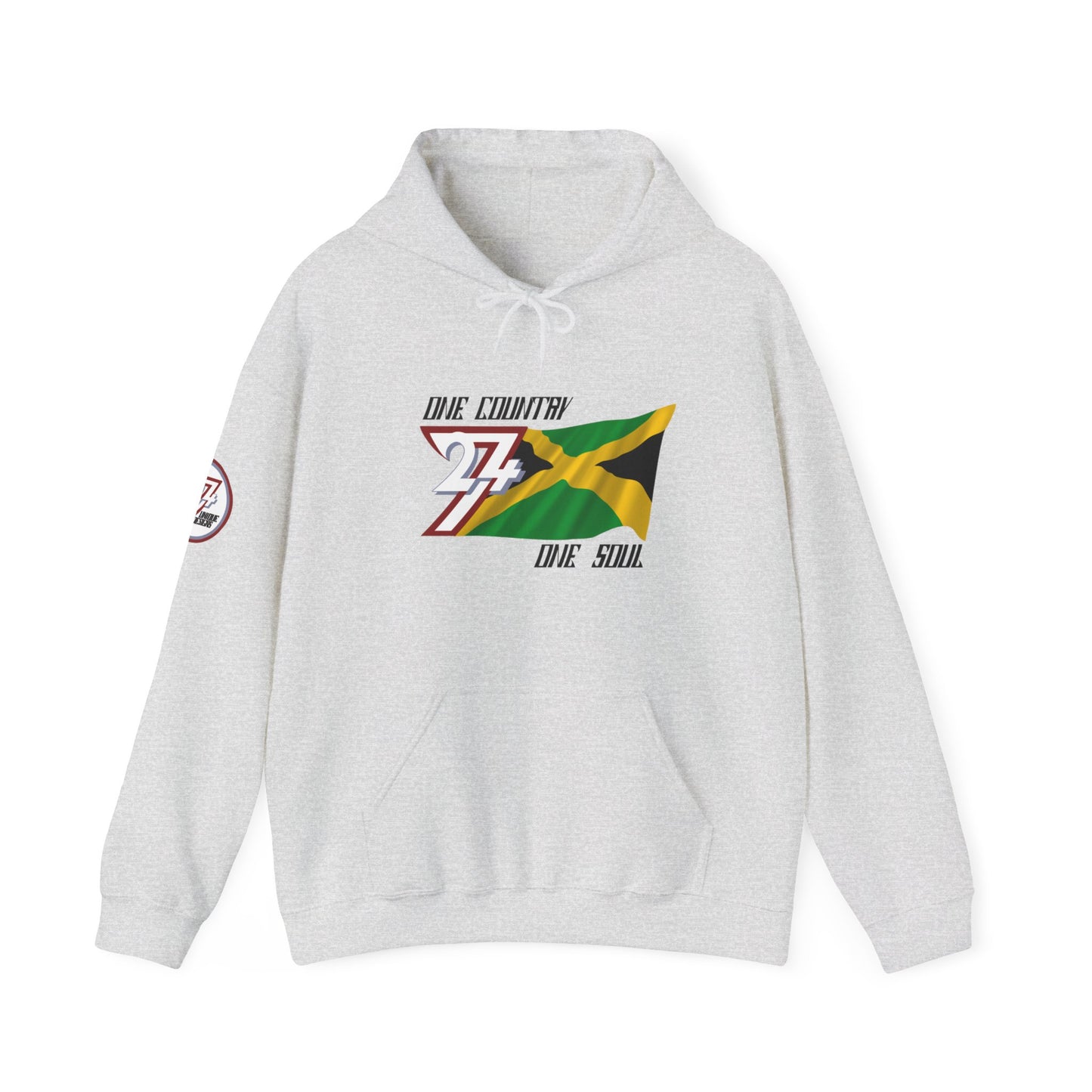 Unique Design 24/7 Jamaica Flag Printed Unisex custom Hoodie ash