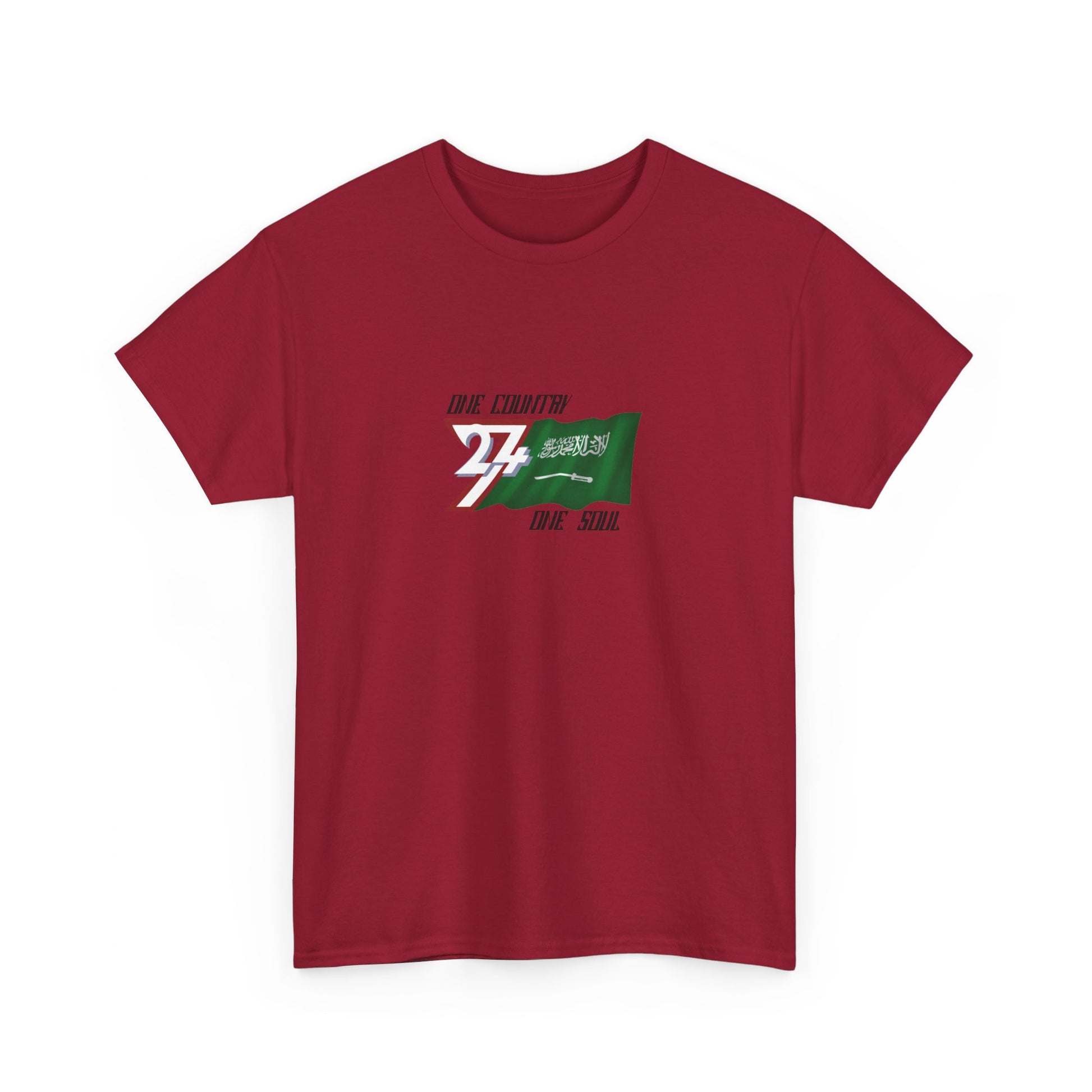 Unique Design 24/7 Saudi Arabia Flag Printed Unisex custom T-shirt cardinal red