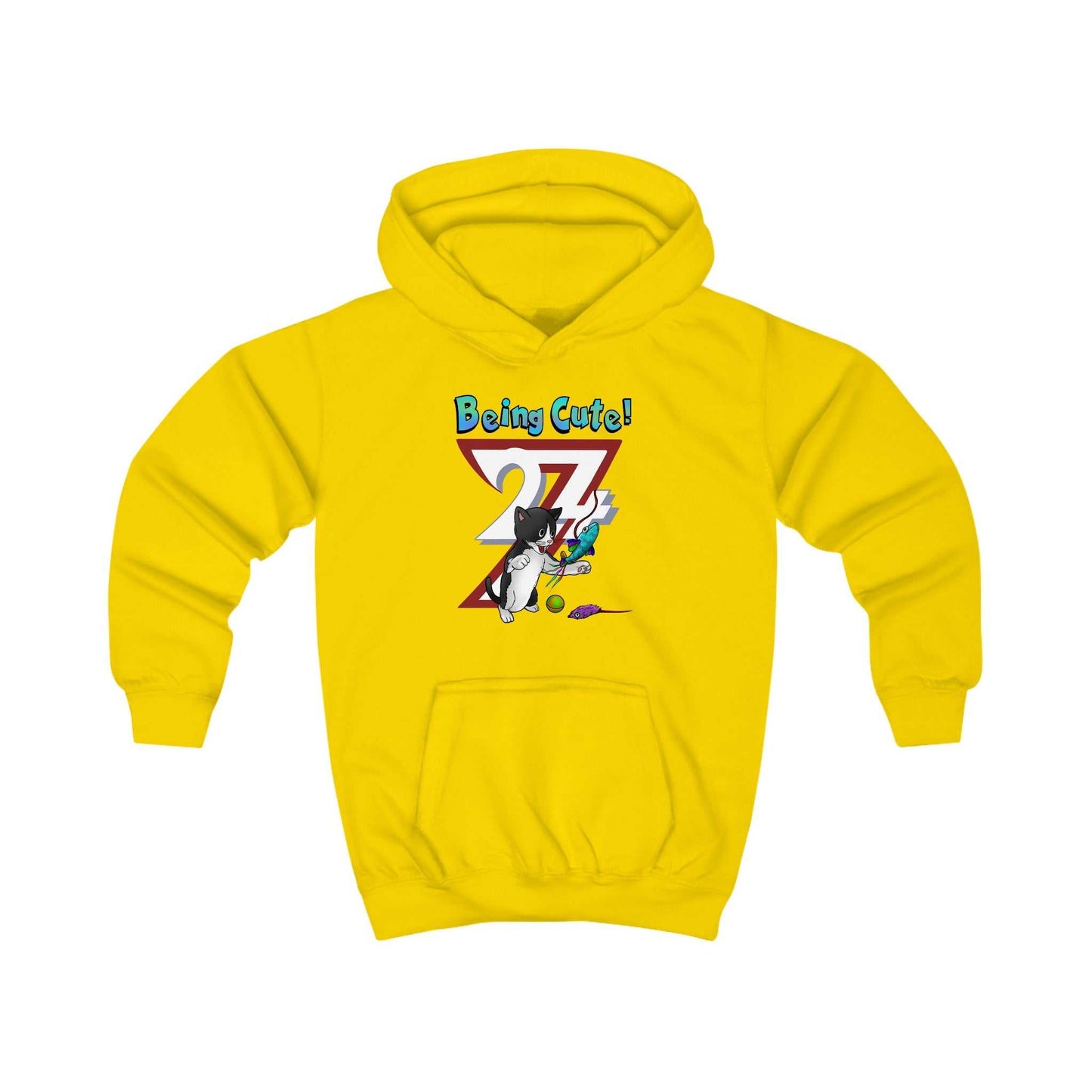 Unique Design Kids Custom Hoodie Being Cute Playing Kitten sunflower