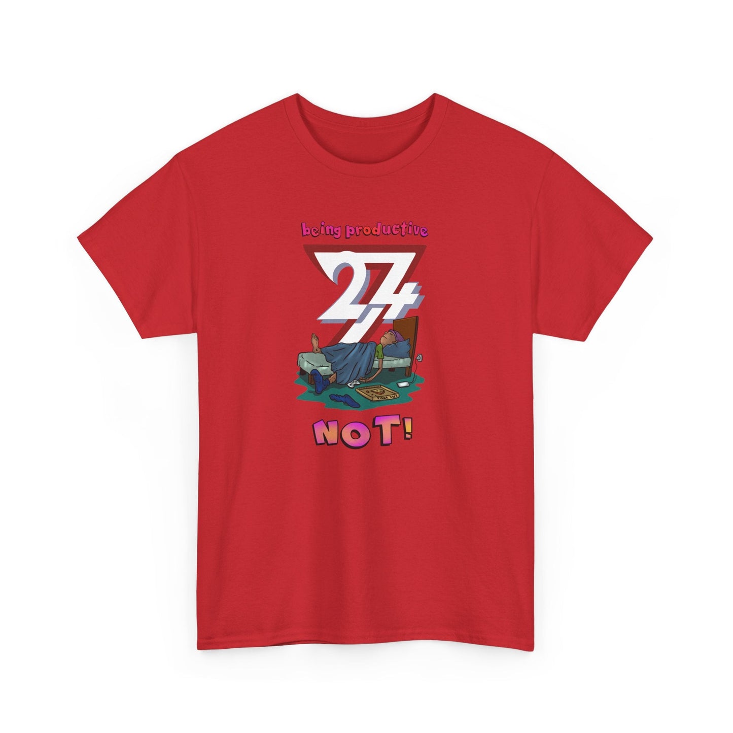 Unique Design "Productive Teen" printed unisex T-shirt red