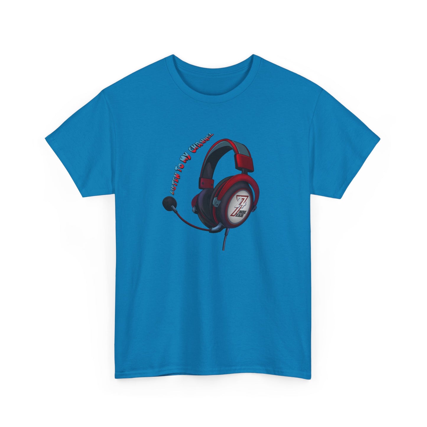 Unique Design 24/7 Headset Illustrated custom T-shirt Saphire