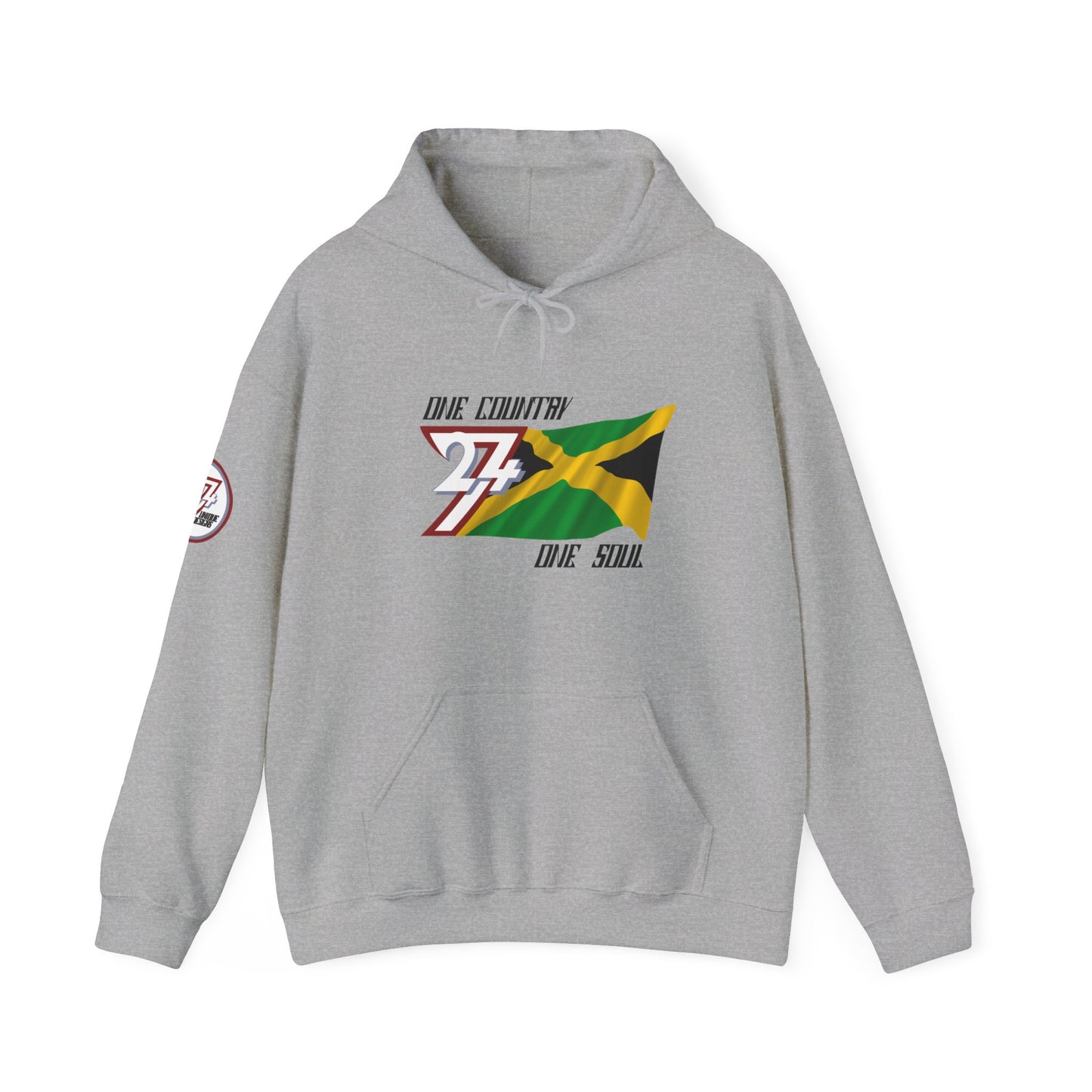 Unique Design 24/7 Jamaica Flag Printed Unisex custom Hoodie sport grey